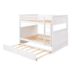 Letto a castello Full su Full con letto estraibile, struttura letto a castello in legno di dimensioni Full per bambini e ragazzi