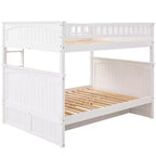 Letto a castello Full su Full con letto estraibile, struttura letto a castello in legno di dimensioni Full per bambini e ragazzi