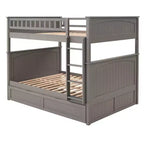 Letto a castello Full su Full con letto estraibile, struttura letto a castello in legno di dimensioni Full per bambini e ragazzi