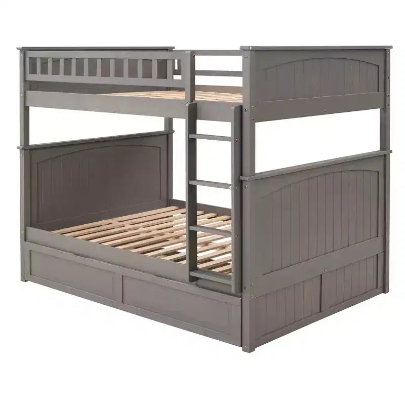Letto a castello Full su Full con letto estraibile, struttura letto a castello in legno di dimensioni Full per bambini e ragazzi