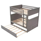 Letto a castello Full su Full con letto estraibile, struttura letto a castello in legno di dimensioni Full per bambini e ragazzi
