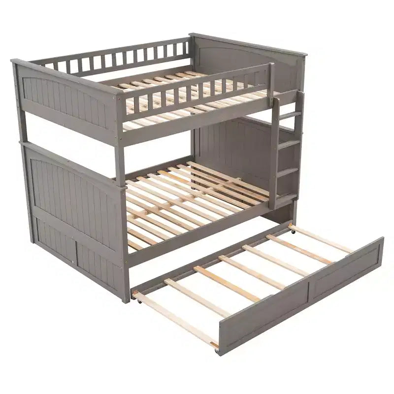 Letto a castello Full su Full con letto estraibile, struttura letto a castello in legno di dimensioni Full per bambini e ragazzi