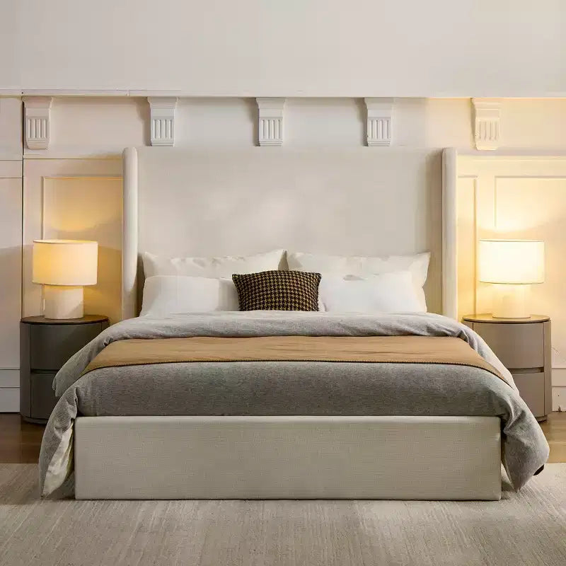 GDFStudio Petra Modern Chenille Upholstered Wingback Bed, Box Spring Required