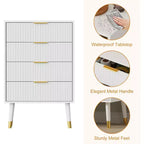 Cassettiera scanalata a 4 cassetti, mobile contenitore moderno in legno, comò da camera da letto, organizer 2 pz con spedizione in 2 scatole