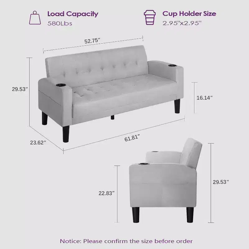 Divano a 3 posti, Divano moderno imbottito in lino, Set di 2 pezzi (Divanetto e Poltrona) con sedute profonde per soggiorno, Grigio chiaro