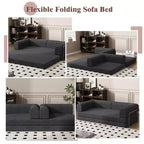 Divano Letto Trasformabile, Divano Letto in Tessuto Corduroy con Spugna ad Alta Densità, Divano Letto Modulare per Soggiorno Salotto Studio
