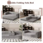Divano Letto Trasformabile, Divano Letto in Tessuto Corduroy con Spugna ad Alta Densità, Divano Letto Modulare per Soggiorno Salotto Studio