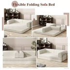 Divano Letto Trasformabile, Divano Letto in Tessuto Corduroy con Spugna ad Alta Densità, Divano Letto Modulare per Soggiorno Salotto Studio