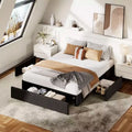 COZONY Bed Frame with 3 Storage Drawers, Fabric Upholstered Platform Bed with Wooden Slats, No Box Spring Needed, Easy Assembly, Grey
