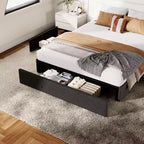 Struttura letto con 3 cassetti portaoggetti, letto a piattaforma rivestito in tessuto con doghe in legno, non necessita di rete, facile montaggio, grigio