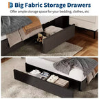 Struttura letto con 3 cassetti portaoggetti, letto a piattaforma rivestito in tessuto con doghe in legno, non necessita di rete, facile montaggio, grigio