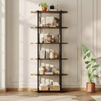 Libreria industriale a 6 ripiani - Scaffale alto 180 cm con struttura in metallo e ripiani in MDF, libreria autoportante per soggiorno, camera da letto, casa