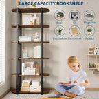 Libreria industriale a 6 ripiani - Scaffale alto 180 cm con struttura in metallo e ripiani in MDF, libreria autoportante per soggiorno, camera da letto, casa