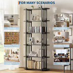 Libreria industriale a 6 ripiani - Scaffale alto 180 cm con struttura in metallo e ripiani in MDF, libreria autoportante per soggiorno, camera da letto, casa