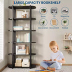 Libreria industriale a 6 ripiani - Scaffale alto 180 cm con struttura in metallo e ripiani in MDF, libreria autoportante per soggiorno, camera da letto, casa