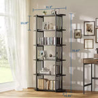 Libreria industriale a 6 ripiani - Scaffale alto 180 cm con struttura in metallo e ripiani in MDF, libreria autoportante per soggiorno, camera da letto, casa