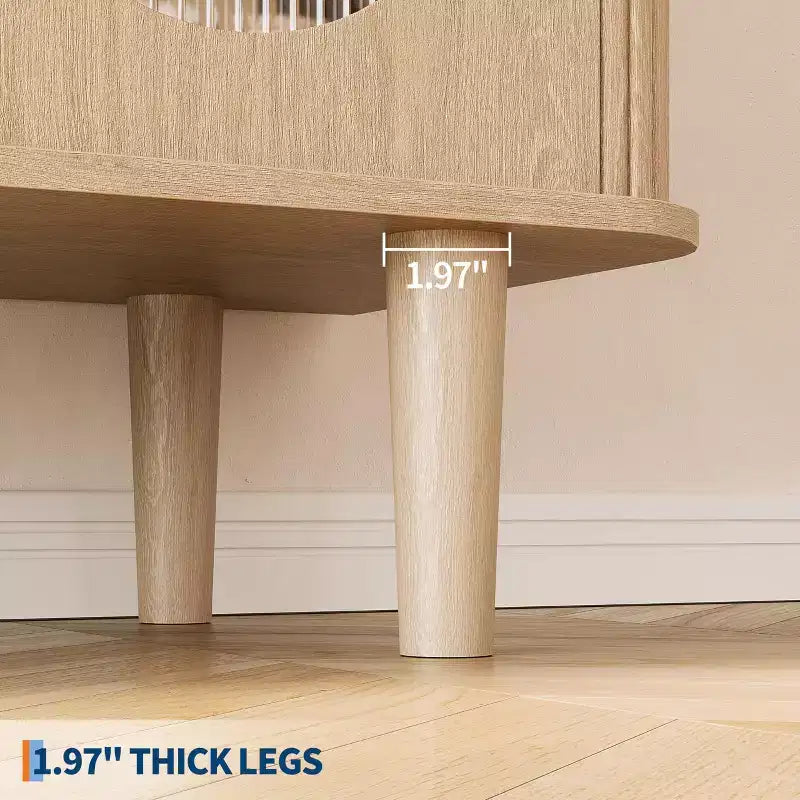 Mobile credenza da 120 cm con 2 ante in vetro scanalato e 3 cassetti, mobile bar da caffè moderno stile fattoria con ripiani regolabili
