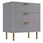 Comò a 3 cassetti per camera da letto, comodino moderno scanalato con cassetti profondi, cassettiera con piano largo, organizer in legno, tavolino