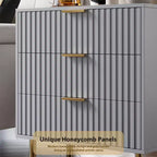 Comò a 3 cassetti per camera da letto, comodino moderno scanalato con cassetti profondi, cassettiera con piano largo, organizer in legno, tavolino