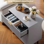 Comò a 3 cassetti per camera da letto, comodino moderno scanalato con cassetti profondi, cassettiera con piano largo, organizer in legno, tavolino