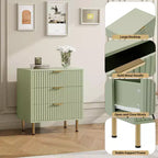 Comò a 3 cassetti per camera da letto, comodino moderno scanalato con cassetti profondi, cassettiera con piano largo, organizer in legno, tavolino