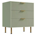 Comò a 3 cassetti per camera da letto, comodino moderno scanalato con cassetti profondi, cassettiera con piano largo, organizer in legno, tavolino