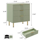 Comò a 3 cassetti per camera da letto, comodino moderno scanalato con cassetti profondi, cassettiera con piano largo, organizer in legno, tavolino