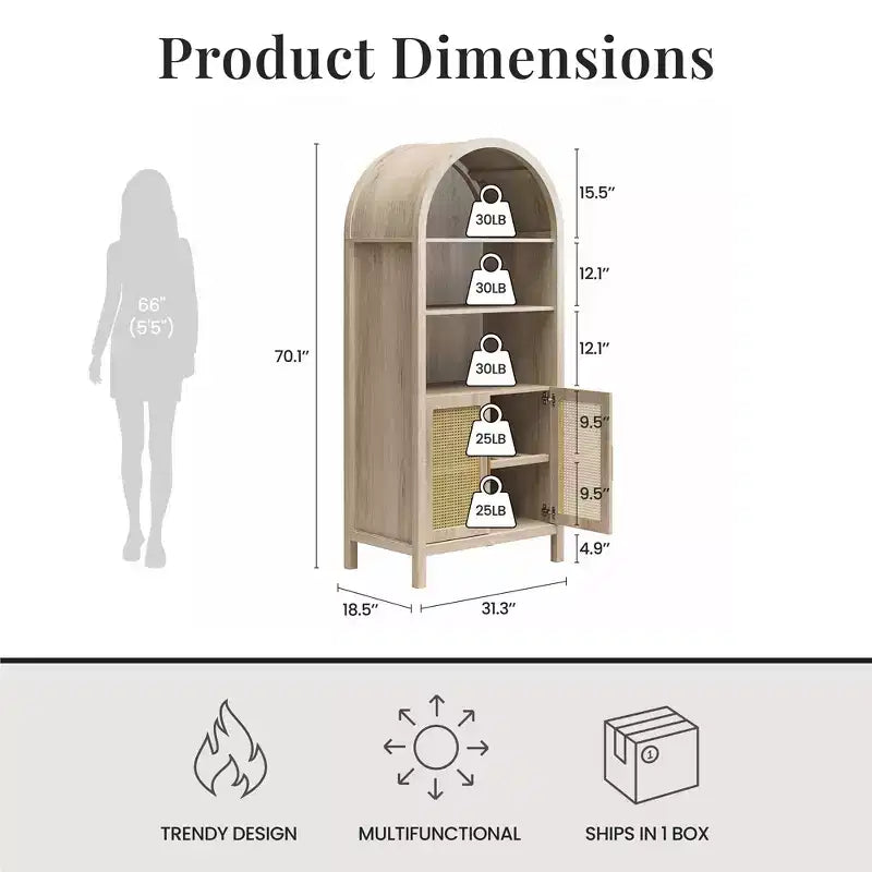Mobile contenitore moderno da 70 con 2 ante e arco decorativo