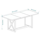 Tavolo da Pranzo Rettangolare con Base a X, Stile Industriale Rustico per Sala da Pranzo, Legno Nero