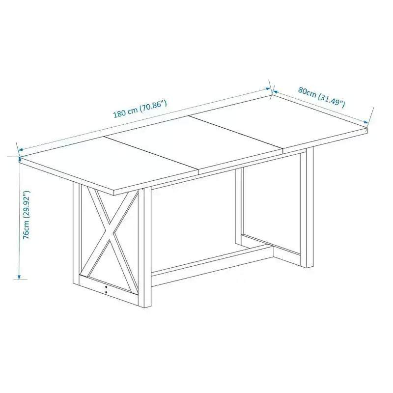 Tavolo da Pranzo Rettangolare con Base a X, Stile Industriale Rustico per Sala da Pranzo, Legno Nero