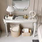 Tavolo consolle vintage da 48 pollici con intaglio a venatura del legno, Tavolo d'accento con superficie a specchio, Tavolo da ingresso per soggiorno, Ingresso