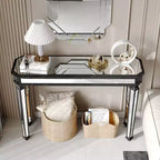 Tavolo consolle vintage da 48 pollici con intaglio a venatura del legno, Tavolo d'accento con superficie a specchio, Tavolo da ingresso per soggiorno, Ingresso