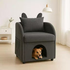 Semplice poltrona con orecchie da coniglio e nascondiglio integrato per cani e gatti, divano singolo Pet-Friendly per camera da letto, soggiorno