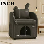 Semplice poltrona con orecchie da coniglio e nascondiglio integrato per cani e gatti, divano singolo Pet-Friendly per camera da letto, soggiorno