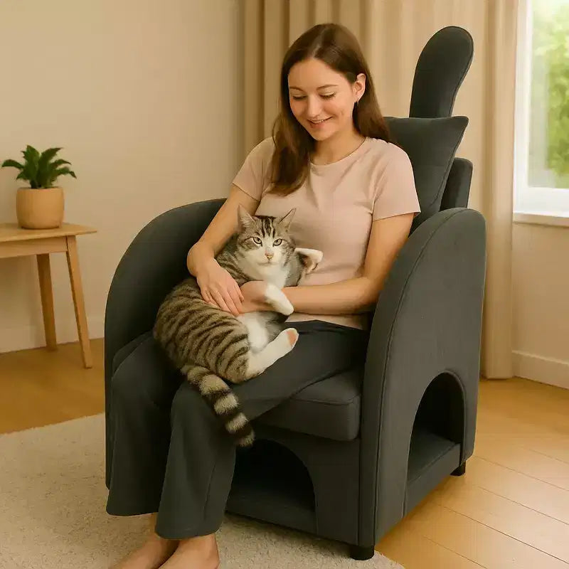 Semplice poltrona con orecchie da coniglio e nascondiglio integrato per cani e gatti, divano singolo Pet-Friendly per camera da letto, soggiorno