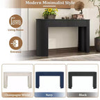 Consolle moderna da 54IN con design a scanalature, tavolo da ingresso con 2 cassetti e piano ovale, tavolino d'accento per corridoio, soggiorno, nero