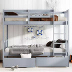 77.3IN Letto a Castello Doppio con 2 Cassetti Contenitore, Telaio Multifunzione Convertibile in 2 Letti Singoli per Camera da Letto, Cameretta, Grigio