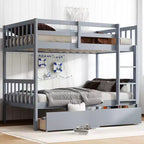 77.3IN Letto a Castello Doppio con 2 Cassetti Contenitore, Telaio Multifunzione Convertibile in 2 Letti Singoli per Camera da Letto, Cameretta, Grigio