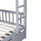 77.3IN Letto a Castello Doppio con 2 Cassetti Contenitore, Telaio Multifunzione Convertibile in 2 Letti Singoli per Camera da Letto, Cameretta, Grigio