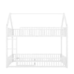 Letto a castello in metallo a due piazze da 78 pollici, con recinzione, porta e ringhiera di sicurezza, per camerette dei bambini, colore bianco