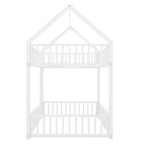Letto a castello in metallo a due piazze da 78 pollici, con recinzione, porta e ringhiera di sicurezza, per camerette dei bambini, colore bianco