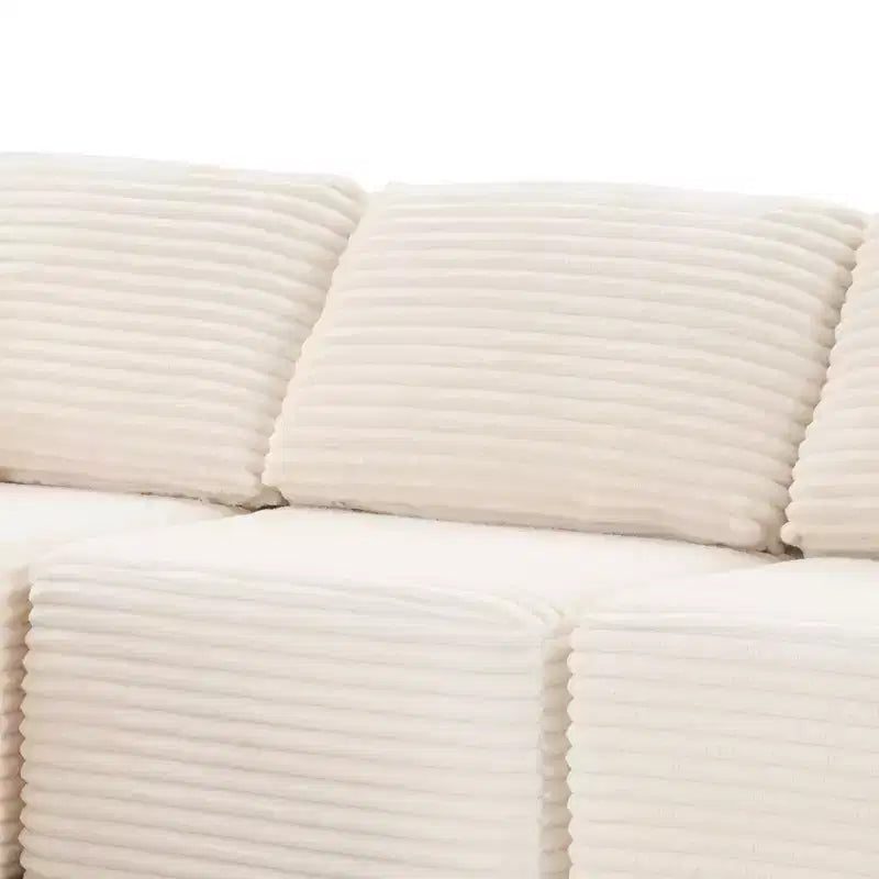 Divano Sezionale Modulare in Peluche a Costine 3 Posti, Divano Moderno Comodo Imbottito, Divani a L con Morbidi Cuscini