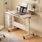 Scrivania Regolabile in Piedi (80x40cm, Altezza 65-87cm) Scrivania per Computer Mobile e Pieghevole con Ruote per Ufficio Domestico, Tavolino Portatile su Ruote