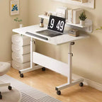 Scrivania Regolabile in Piedi (80x40cm, Altezza 65-87cm) Scrivania per Computer Mobile e Pieghevole con Ruote per Ufficio Domestico, Tavolino Portatile su Ruote