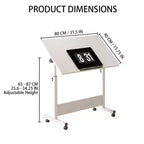 Scrivania Regolabile in Piedi (80x40cm, Altezza 65-87cm) Scrivania per Computer Mobile e Pieghevole con Ruote per Ufficio Domestico, Tavolino Portatile su Ruote