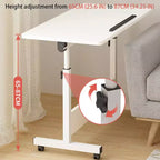Scrivania Regolabile in Piedi (80x40cm, Altezza 65-87cm) Scrivania per Computer Mobile e Pieghevole con Ruote per Ufficio Domestico, Tavolino Portatile su Ruote