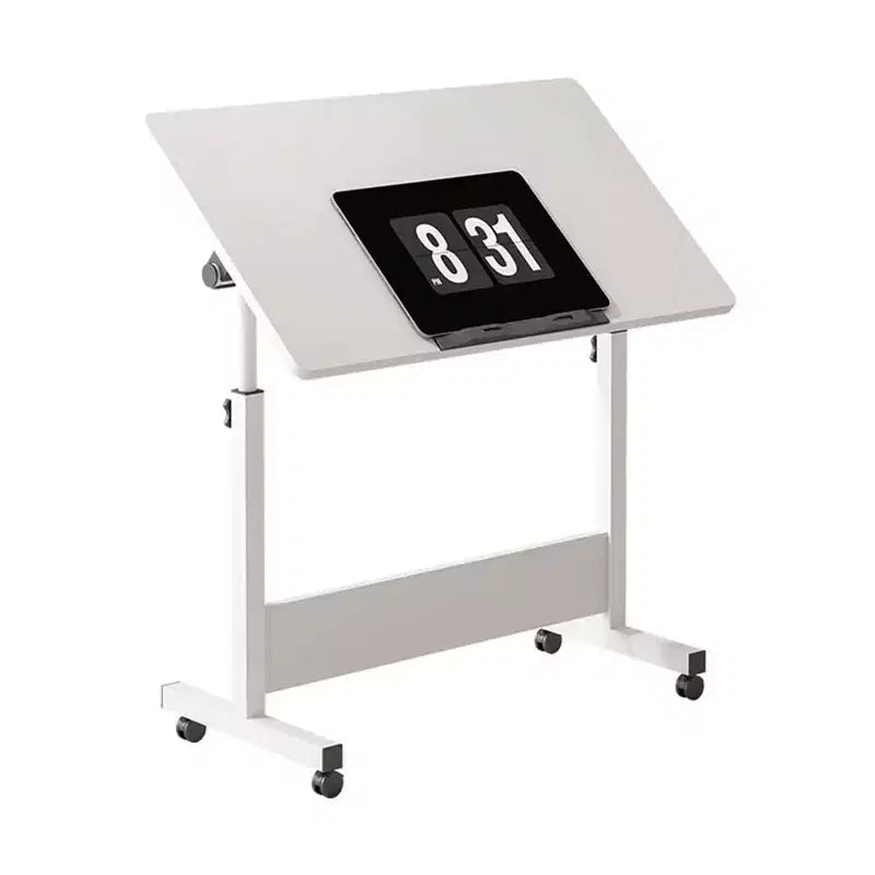 Scrivania Regolabile in Piedi (80x40cm, Altezza 65-87cm) Scrivania per Computer Mobile e Pieghevole con Ruote per Ufficio Domestico, Tavolino Portatile su Ruote