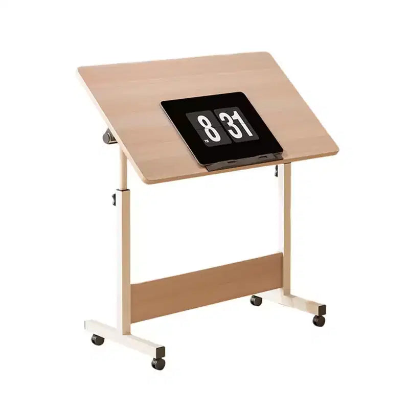 Scrivania Regolabile in Piedi (80x40cm, Altezza 65-87cm) Scrivania per Computer Mobile e Pieghevole con Ruote per Ufficio Domestico, Tavolino Portatile su Ruote