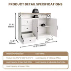 Mobile credenza da 47 pollici - Tavolino da caffè in legno con ante a chiusura ammortizzata e ripiano regolabile, armadietto dispensa da caffè per piccola cucina, monolocale