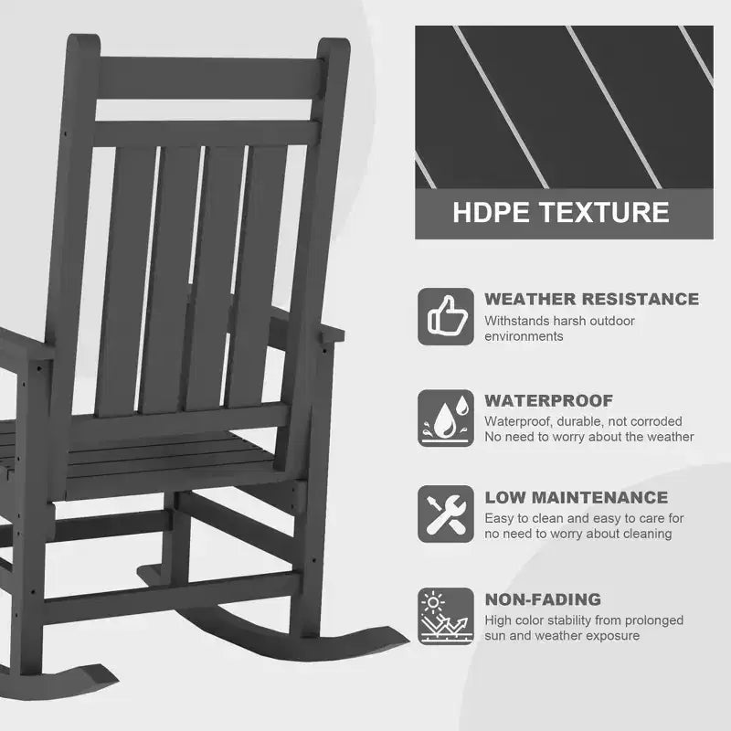 Sedie a Dondolo da Esterno Oversize in HDPE, Sedie a Dondolo da Giardino Resistenti per Tutte le Condizioni Atmosferiche, Sedie a Dondolo Durevoli per Portico, Esterno, Cortile Anteriore, Terrazza, Giardino